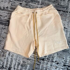 Rhude Pique Athletic Shorts with Yellow Drawstring